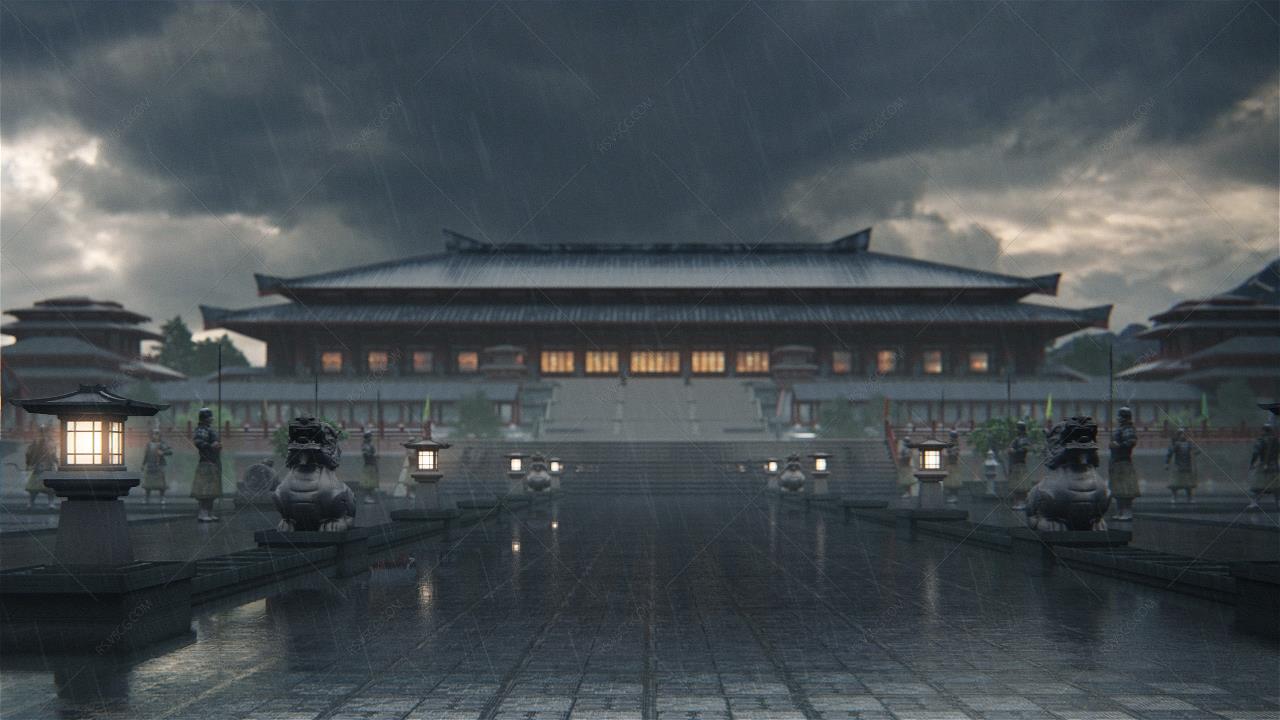 帝陵未央宫雨景